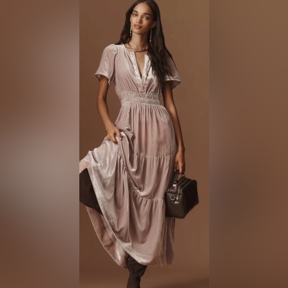Anthropologie Dresses & Skirts - 🌺 Anthropologie The Somerset Maxi Dress Velvet Edition in Lavender, blush, large